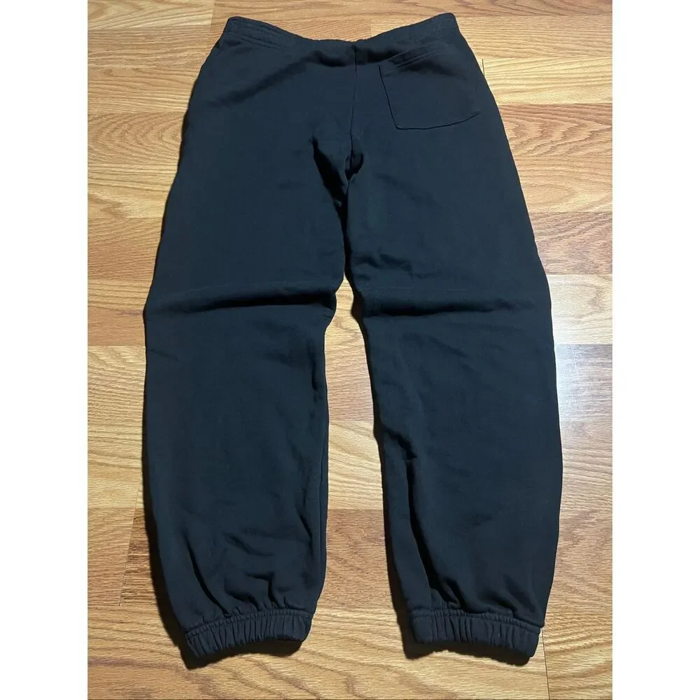Sp5der Men’s Puff Print Black Logo Sweatpants Medium